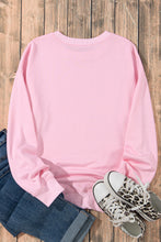 Pink Ghost Bowknot Printed Drop Shoulder Halloween Sweatshirt