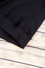 Black Plain Drop Shoulder Crewneck Pullover Sweatshirt