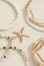 White 7pcs Bohemian Shell Starfish Beaded Bracelets