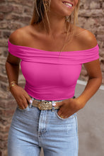 Bright Pink Folded Off Shoulder Slim Top