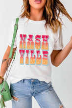 White NASHVILLE Starry Print Crew Neck Oversized T Shirt