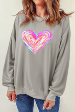 Gray Valentines Brushwork Heart Graphic Drop Shoulder Sweatshirt