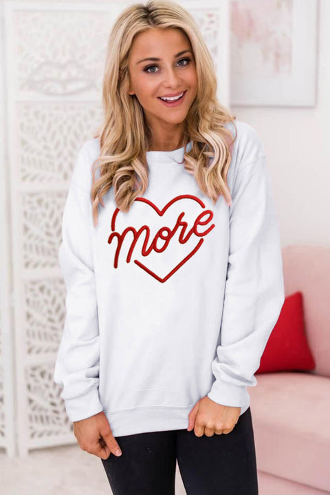 Heart Shaped Embroidered Pullover Sweatshirt