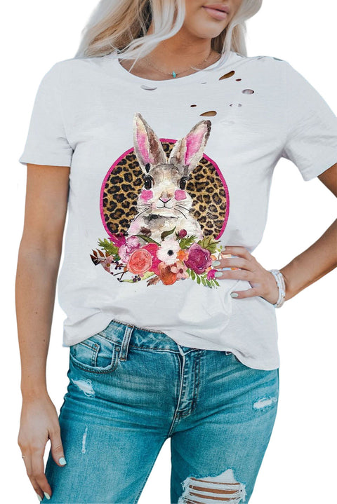 Camiseta envejecida del conejito de Pascua de primavera