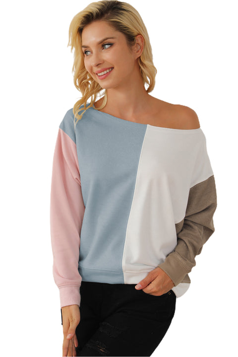 Multicolour Colorblock Dolman Sleeve Sweatshirt