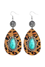 Chestnut Western Leopard Turquoise Inlay Drop Earrings