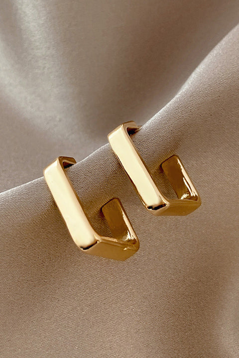 Gold Square Hook Plated Alloy Stud Earrings