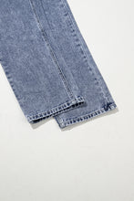 Sail Blue Denim Bib Straight Leg Jumpsuit with Pockets