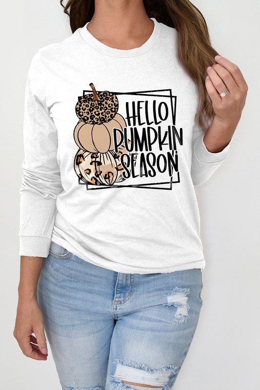 HELLO PUMPKIN SEASON Graphic Print Long Sleeve Top