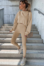 Beige Solid Sweatshirt and Leggings Two Piece Set