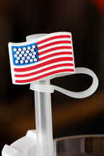 White American Flag Print PVC Soft Plastic Straw Lid