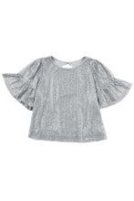 Blusa de lentejuelas con mangas con volantes