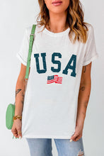 White USA Flag Graphic Oversized Tee