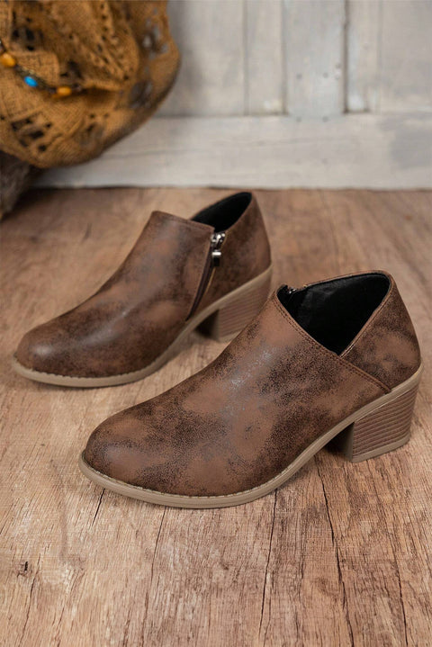 Coffee Tulip Opening Suede Ankle Boots