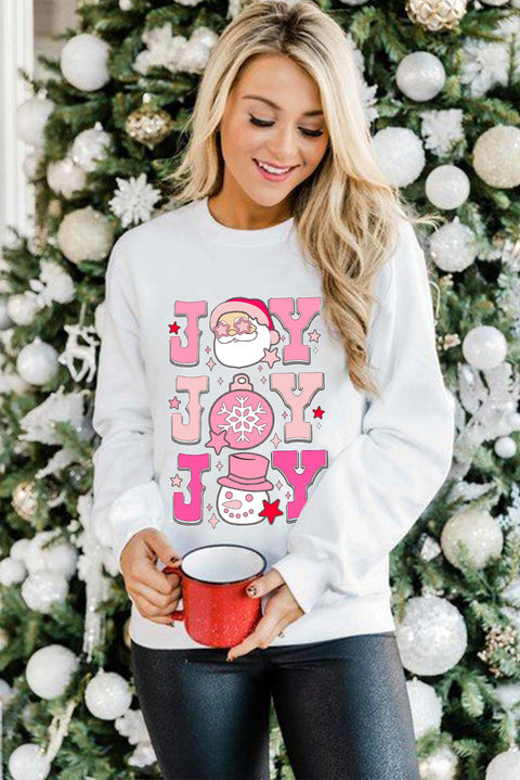 Beige Christmas Claus JOY Graphic Drop Shoulder Sweatshirt