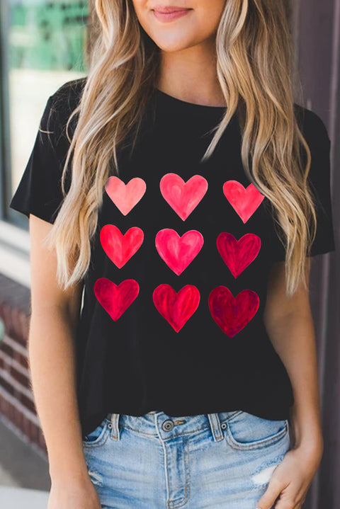 Camiseta con estampado de corazón y lentejuelas