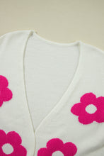 Rose Red Flower Pattern Open Front Cardigan