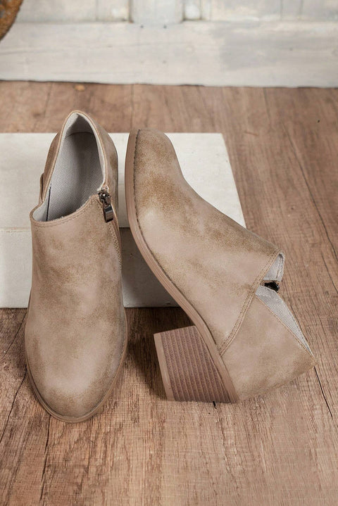 Philippine Gray Tulip Opening Suede Ankle Boots