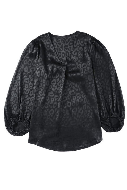 V Neck Leopard Pattern Blouse