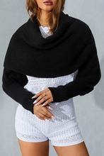 Black Wrap Up Sleeved Plain Knit Scarf