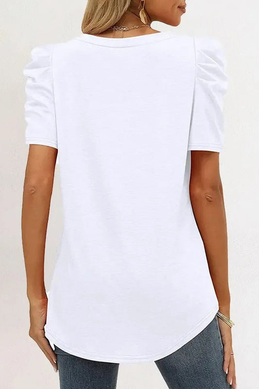 Puff Sleeve V-Neck T-Shirt