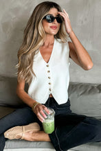 White V Neck Buttoned Sweater Vest