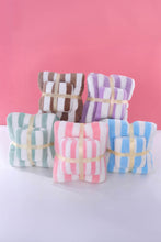 Pink Striped Plush Bath Towel Set