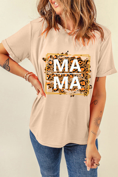 Khaki Leopard MAMA Graphic T Shirt