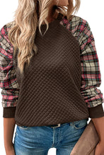 Apricot Plaid Raglan Sleeve Sweatshirt