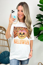 White Leopard Pumpkin Face HALLOWEEN Graphic T Shirt