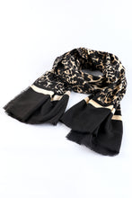 Black Leopard Printed Raw Edge Warm Scarf