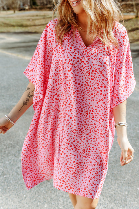 Animal Print Half Sleeve Shift Dress