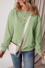 Smoke Green Solid Fleece Lined Drop Shoulder Terry Sweatshirt