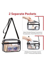 Black Multi-Pocket Contrast Edge Detachable Strap Clear Shoulder Bag