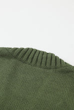 Green Front Pocket and Buttons Closure Cardigan