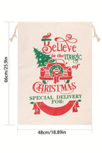 White Christmas Tree Truck Print Drawstring Large Gift Bag