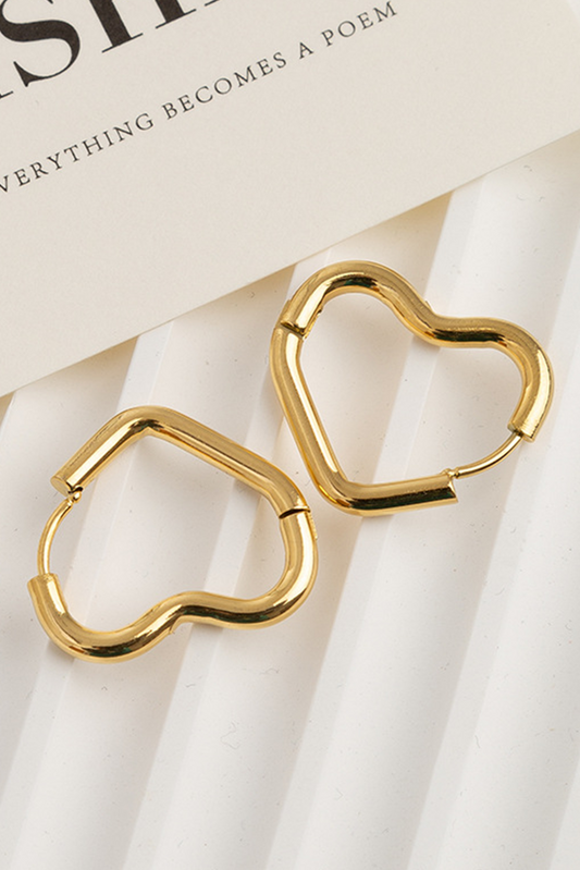 Gold Heart Shape Plated Alloy Hook Earrings