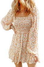 Boho Floral Smocked Puff Sleeve Mini Dress