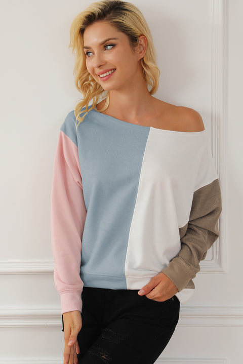 Multicolour Colorblock Dolman Sleeve Sweatshirt