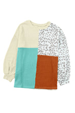 Patchwork Color Block Ribbed Long Sleeve Top