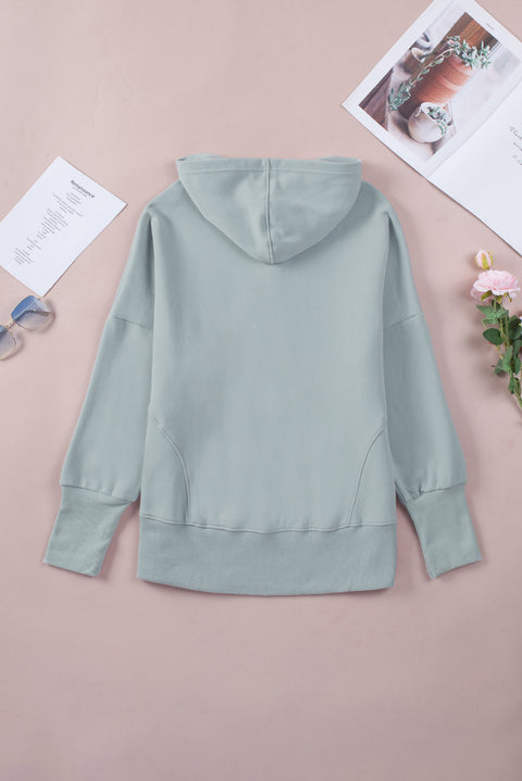 Batwing Sleeve Pocketed Henley Hoodie