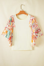 Beige Floral Patchwork Half Batwing Sleeve Blouse