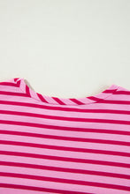 Sachet Pink Striped Print Crew Neck Drop Shoulder Sweatshirt