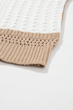 Khaki Mix Textured Knit Colorblock Patchwork Sweater