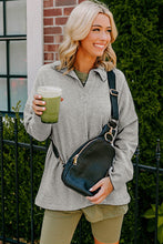 Light Grey Exposed Seam Collared Pocketed Loose Sweatshirt