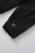 Khaki Retro Quilted Flap Pocket Button Shacket