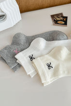 White Bow Knot Cotton Ankle Socks