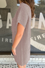 Simply Taupe Patch Pocket Ribbed Knit Short Sleeve Sweater Dress