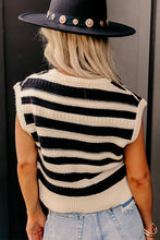 Black Stripe Ribbed Trim Knitted Tank Top