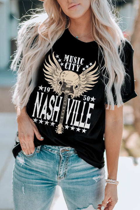 Camiseta con estampado gráfico de Music City vintage